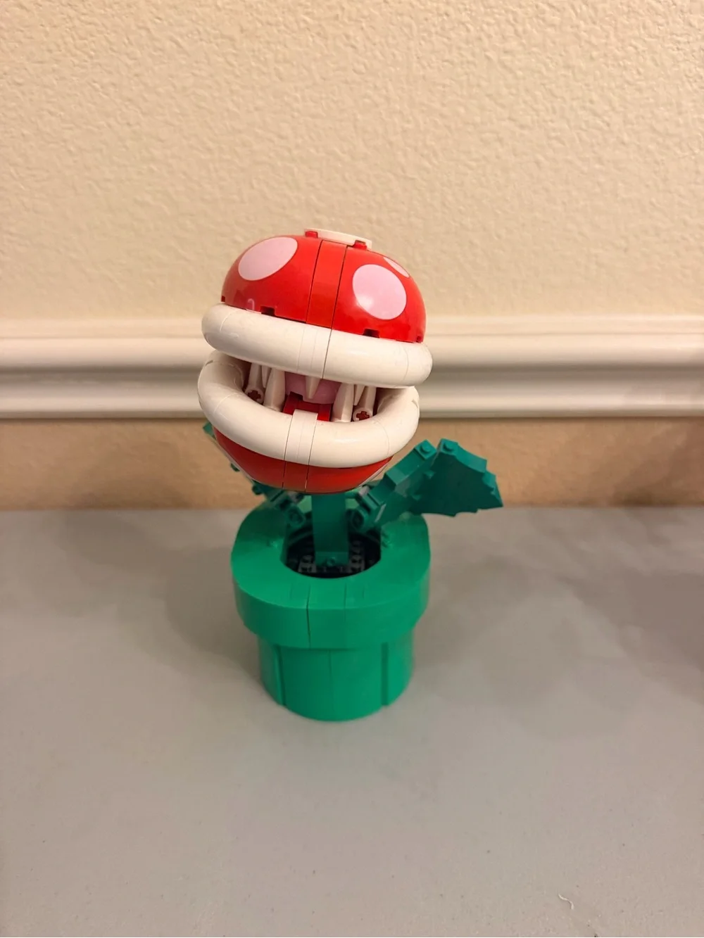 Lego Red and White Piranha Plant with Green Pipe